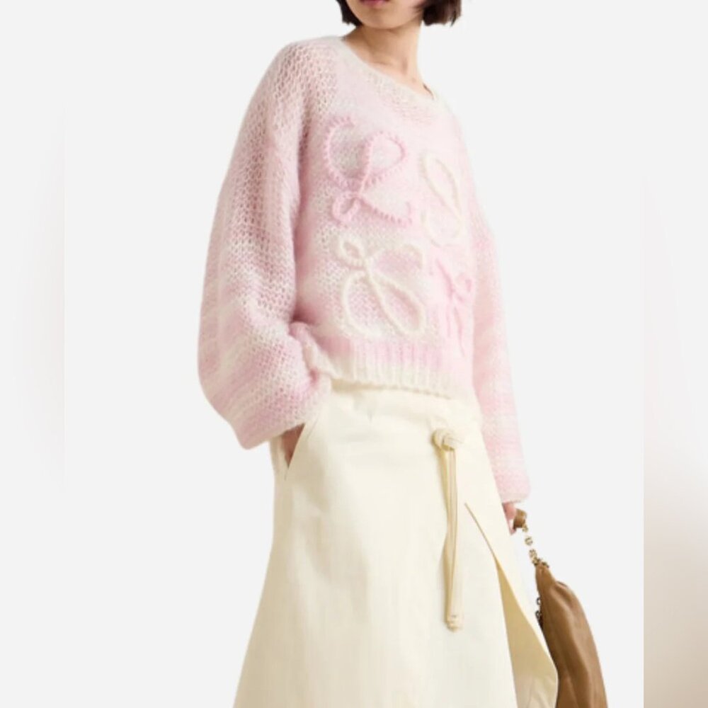 NWOT ！Loewe anagram striped mohair-blend sweater